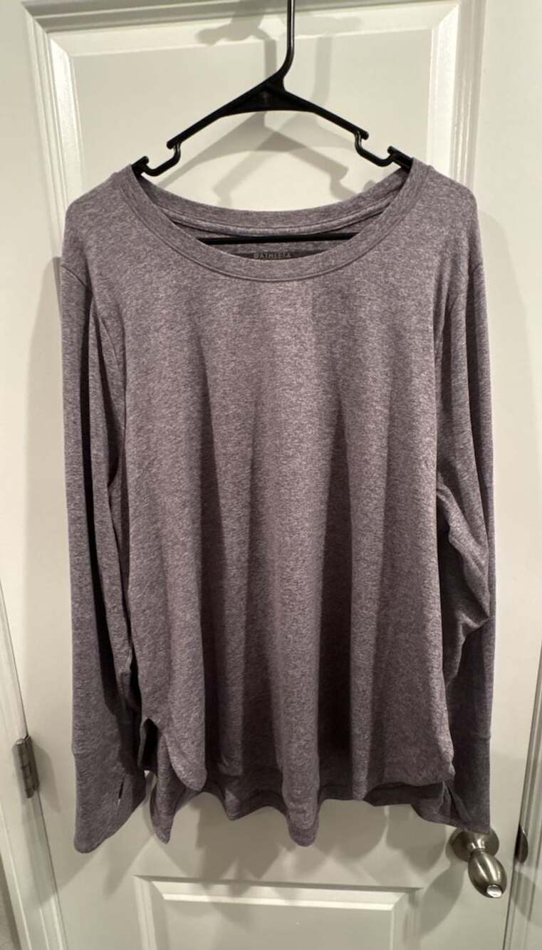 Athleta Uptempo Top Size 2X Purple Heathered Long Sleeve Athletic Shirt